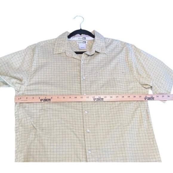 REI Shirt Mens M Yellow  Button Down Plaid Short Sleeve Outdoor Casual Beach - Picture 12 of 14